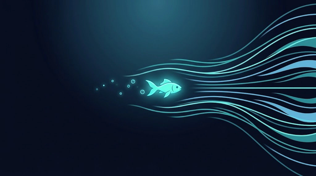 どれだけヒレを動かしても、流れが逆だと前には進まない。